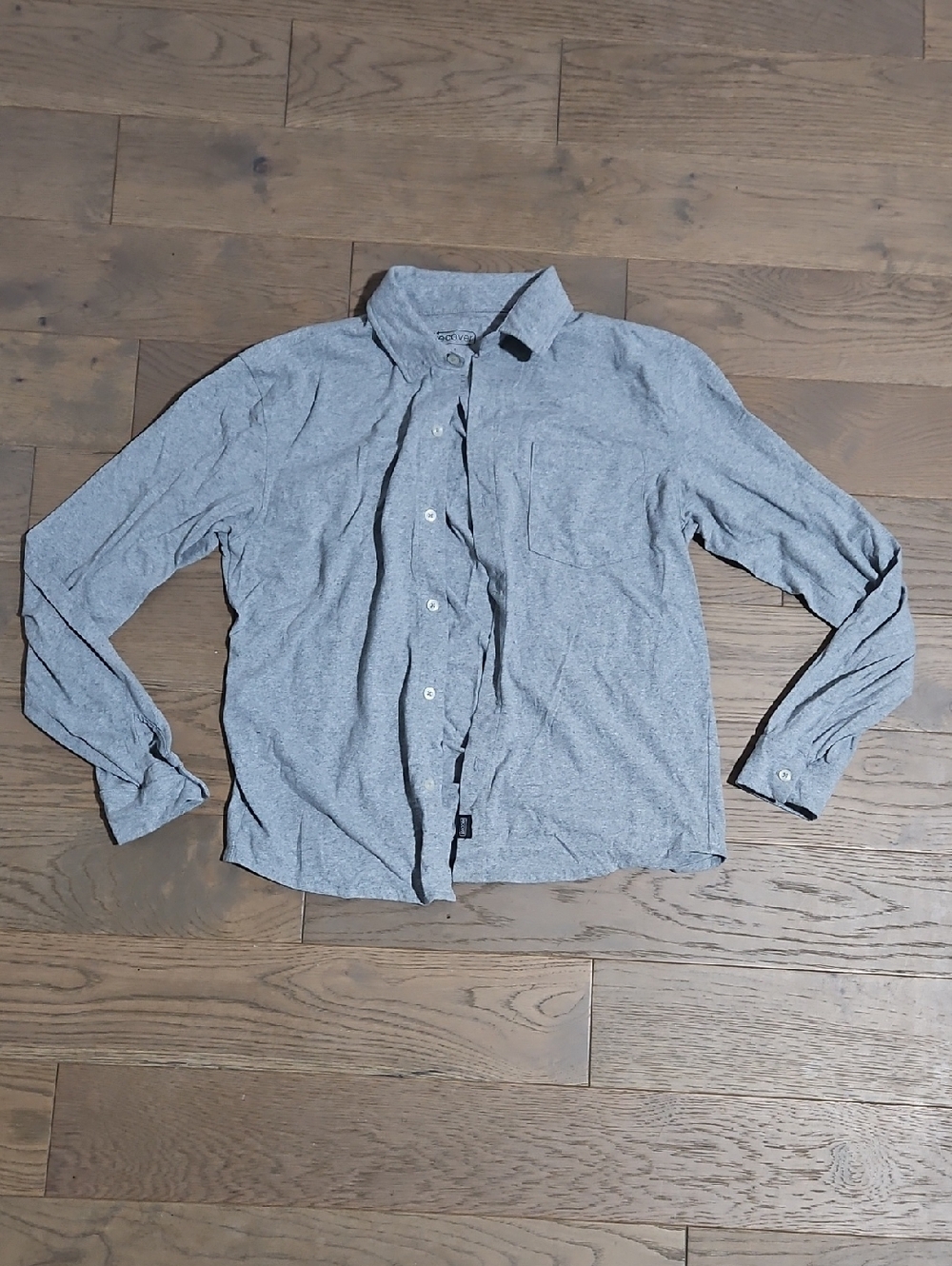 Recover Brands Jersey Knit Casual Grey Button Up